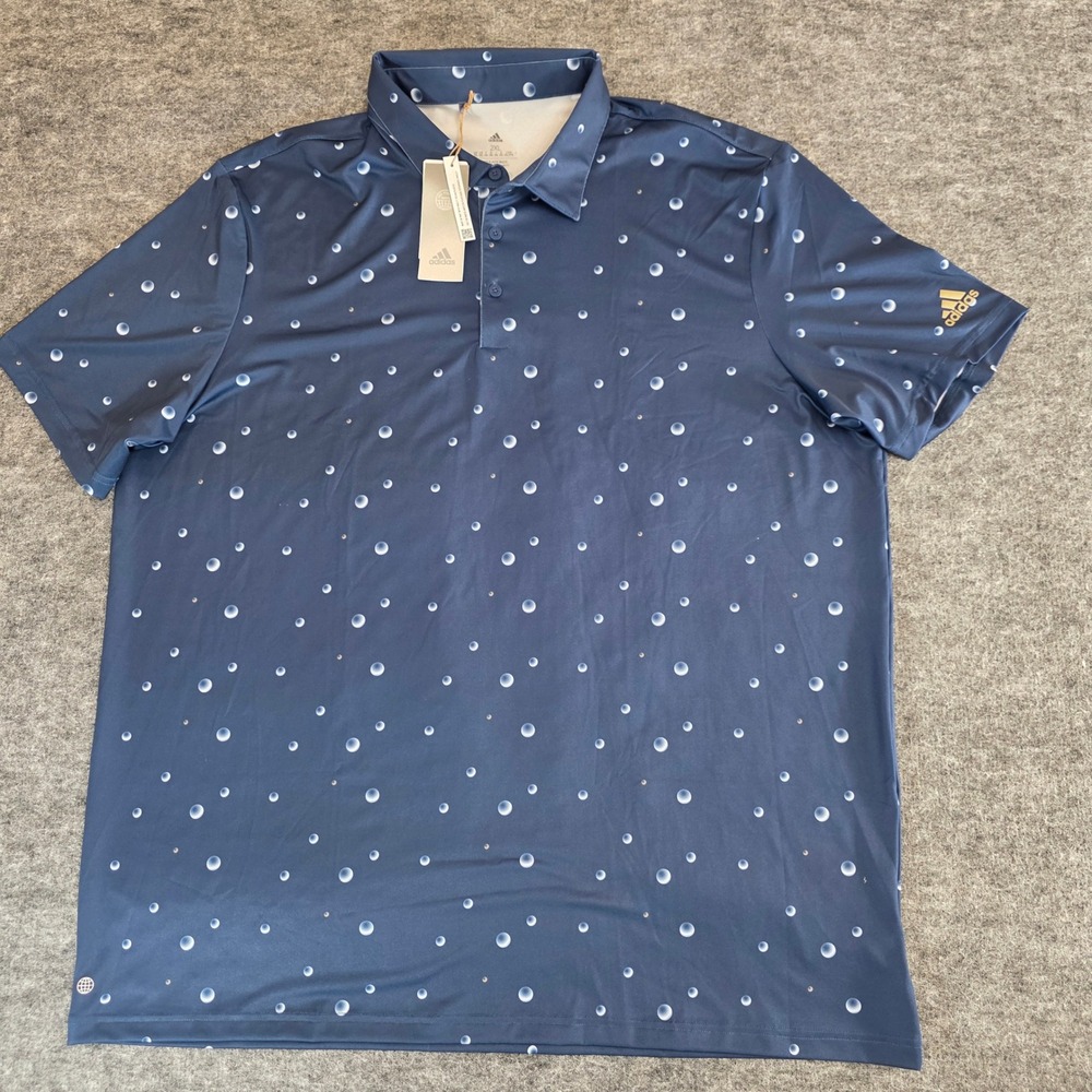 Adidas Ultimate 365 Polo Shirt‎ Mens 2XL Navy All Over Print Golf HK6859 NWT
